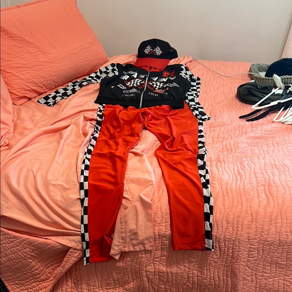 Amscan Racing Outfit with Red and Black Checkered Design